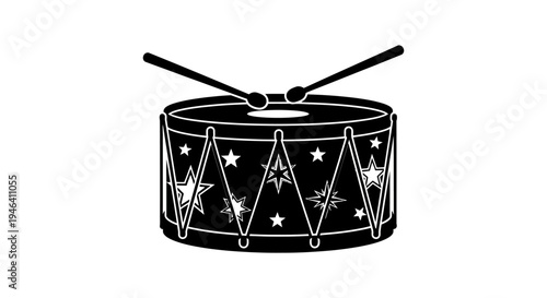 Black drum with star design.