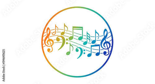 Colorful Music Notes Logo Design.