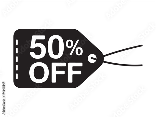 Various black and white sale label with fifty percent discount and best price banner. Black burst sticker for 50% symbol. vector illustration