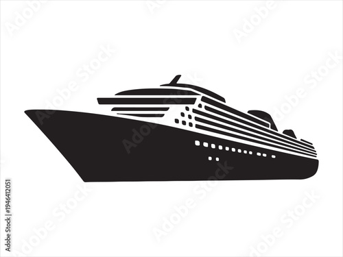 Luxury Cruise Ship Silhouette, cruise ship icon vector illustration on white background