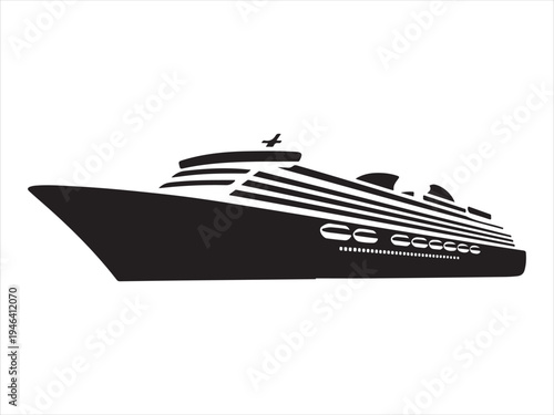 Luxury Cruise Ship Silhouette, cruise ship icon vector illustration on white background