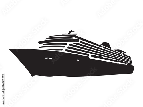 Luxury Cruise Ship Silhouette, cruise ship icon vector illustration on white background