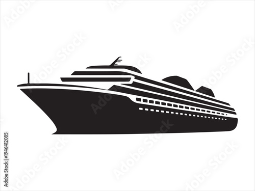 Luxury Cruise Ship Silhouette, cruise ship icon vector illustration on white background