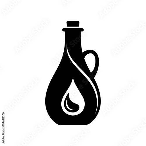 Stylized cruet with a drop of oil, a symbol of natural essence
