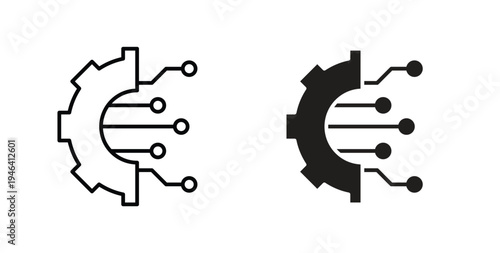 Digital technology gear icon symbol vector illustration. vector flat clipart object eps10
