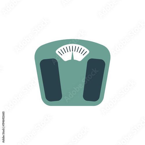 Flat design green bathroom weight scale for health and fitness