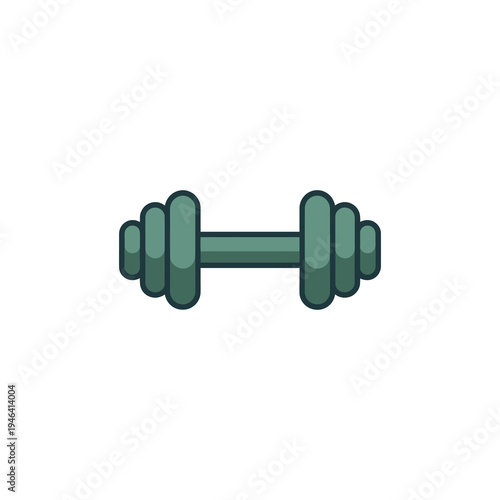 Heavy dark green dumbbell for strength training on a white background