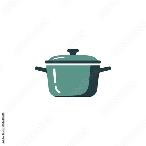Kitchen cooking pot with teal lid and side handles