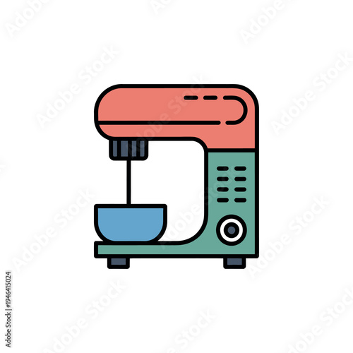 Modern kitchen stand mixer with a bowl for baking ingredients