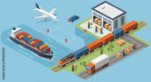 Cargo ship at port terminal area.