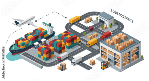 Logistics Route Shipping Containers Transport.