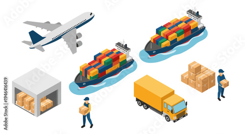 Logistics Transportation Shipping Containers Goods.