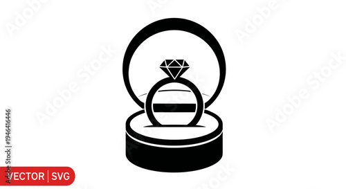 Diamond Ring in Open Box Silhouette Icon