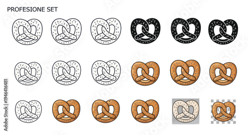 Set of Pretzel Illustrations: Hand-drawn, Line Art, and Realistic Styles