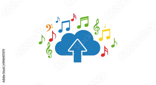 Music Notes Cloud Upload Symbol.
