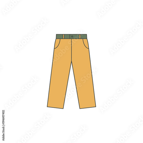 Simple flat style icon of orange pants with a green waistband