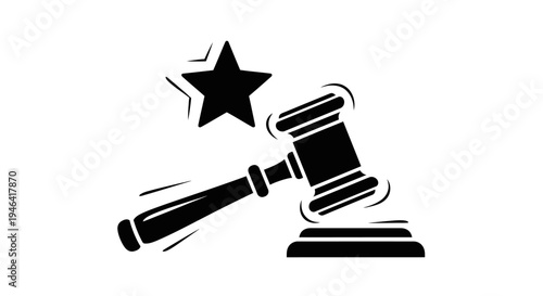 Judge gavel with star symbol above.