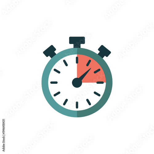 Teal stopwatch showing elapsed time with a red shaded quarter section