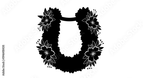 Black floral lei necklace accessory.