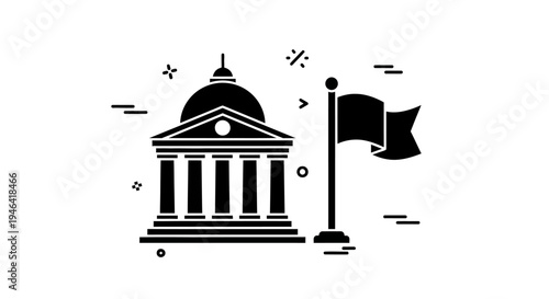 Government Building Icon With Columns.
