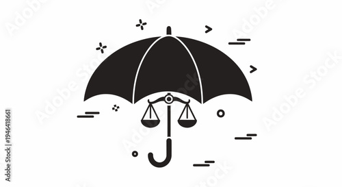 Umbrella with scales justice symbol.