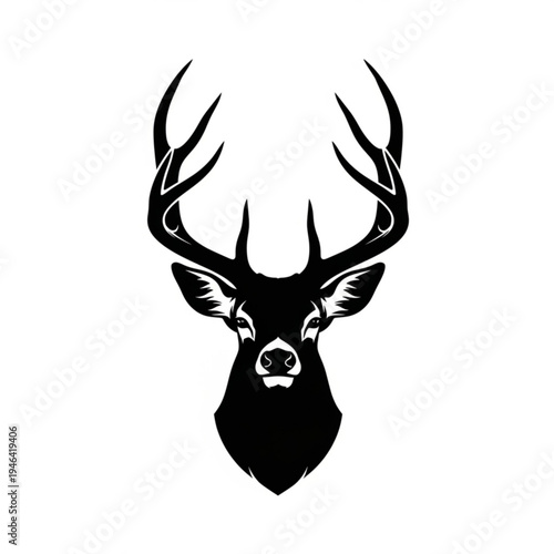 Black silhouette of a deer head with antlers