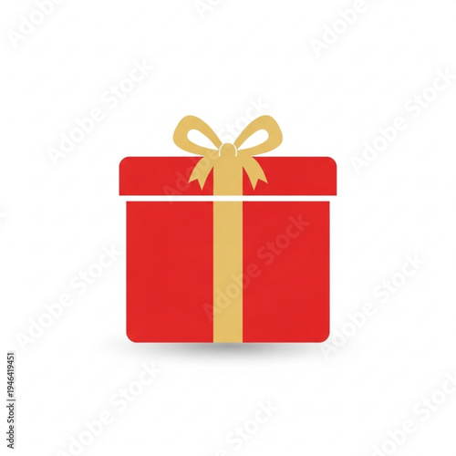 A red gift box with a gold ribbon tied into a bow on top