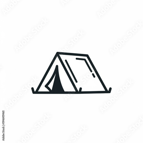 A simple black line drawing of a tent