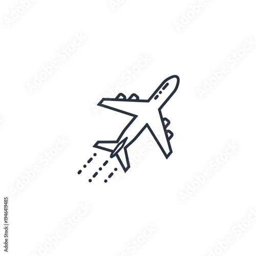 Airplane taking off with dotted lines