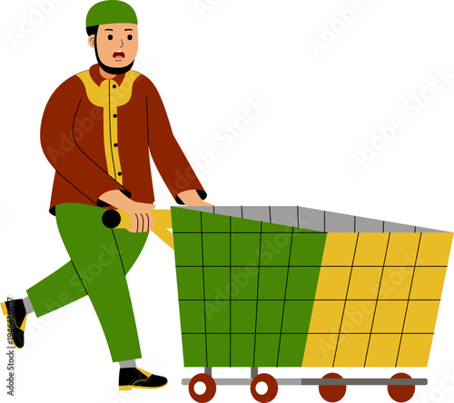 man muslim shopping at supermarket