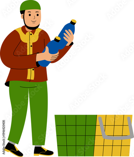 man muslim shopping at supermarket