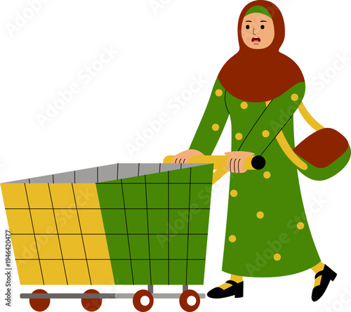 woman muslim shopping at supermarket