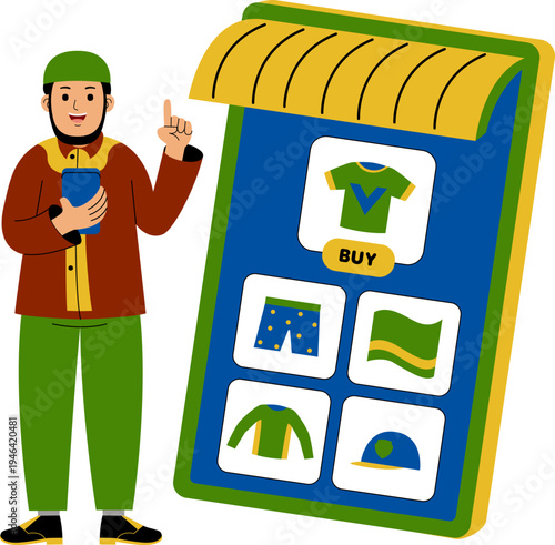 man muslim shopping at supermarket