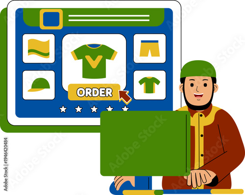 man muslim shopping at supermarket