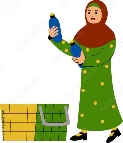 woman muslim shopping at supermarket