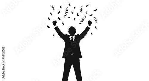 Man in suit throwing money up.