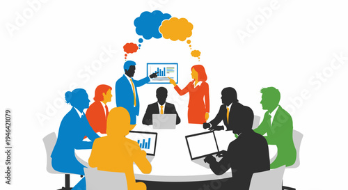 Business people sitting at meeting table.