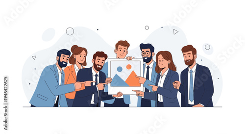 Diverse business team presenting project idea with chart and graphs