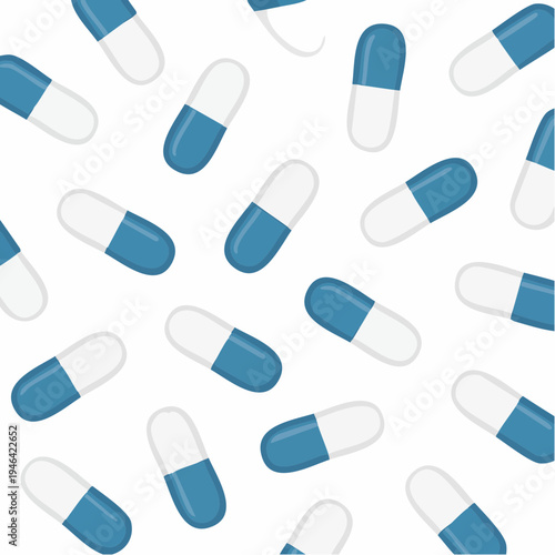 Blue and white capsule pills pattern design