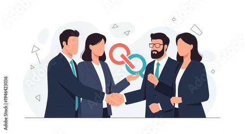 Business Partnership Handshake: Diverse Team Collaborating for Success