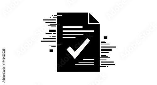Black document with white check mark.