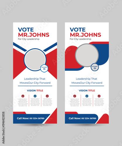 modern election rollup banner illustrator design. political election voting publicity banner design. editable promotion advertisement for x-banner, flyer, profile, brochure, display, vector layout tem