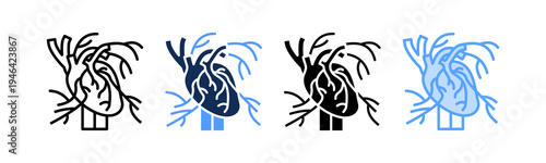 Cardiovascular System Icon Multiple Style