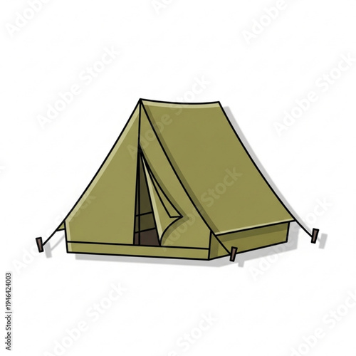 Olive green camping tent with open door