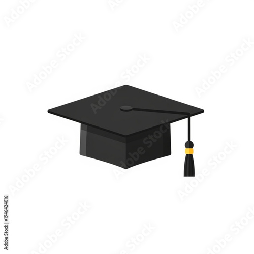 Black graduation cap with tassel
