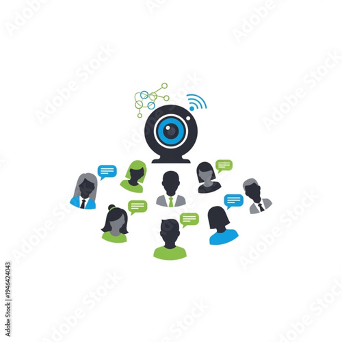 Online meeting with people and a security camera