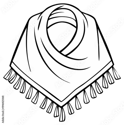 Elegant scarf illustration. Fashionable accessory with tassels.
