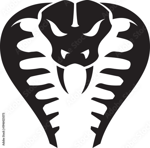 A black cobra snake head isolated on transparent background