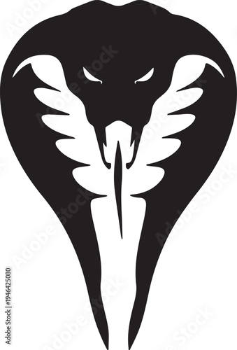 A black cobra snake head isolated on transparent background