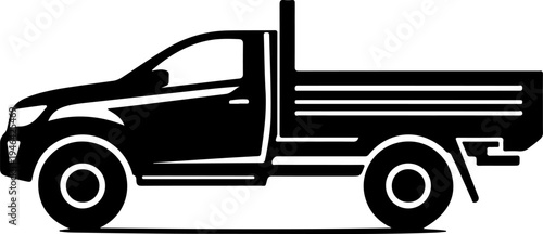Black pickup truck isolated on transparent background